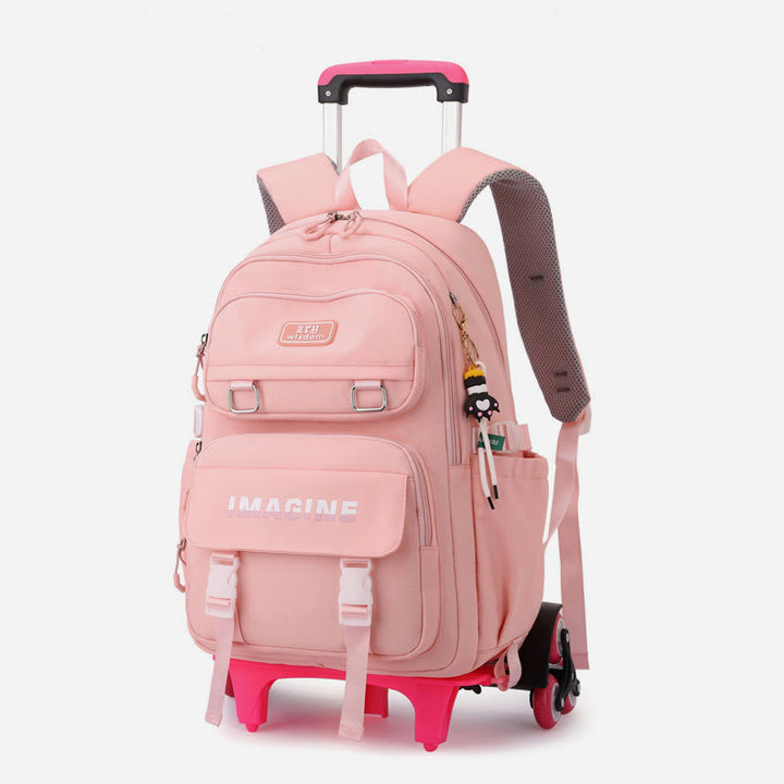 Mädchen Rollrucksack für die Schule wasserdichte Nylonräder Geldbörse