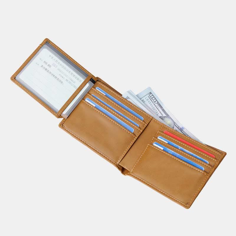Gravierte Herren-Geldbörse, dreifach faltbar, Leder, Kartenhalter, Geschenke für Sohn und Enkel