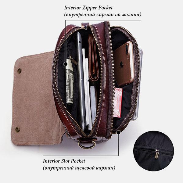 Große Retro-Umhängetasche aus echtem Leder