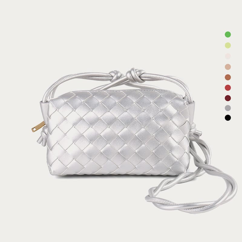 Umhängetasche für Damen, gestrickt, mit Karomuster, Handytasche