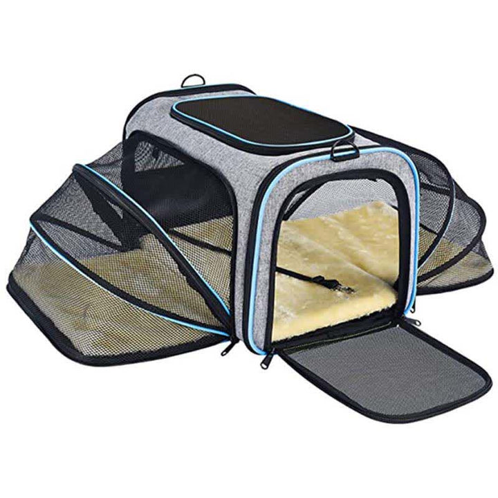 Erweiterbare Haustiertragetasche, tragbare, weiche Reisetasche für Haustiere mit belüftetem Design