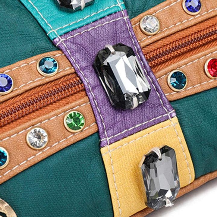 Retro Doppellagige Kiss-Lock Schulterhandtasche Party Abendtasche mit Umhängekette