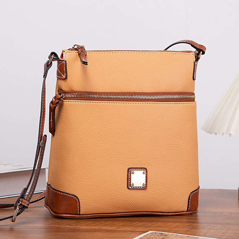 Umhängetasche für Damen, mehrfarbige Ledertasche mit Lychee-Grain-Textur