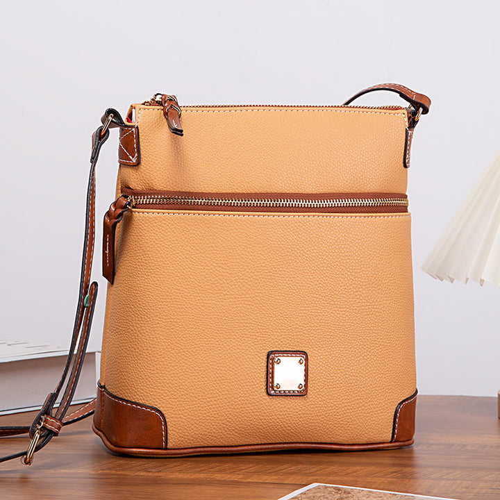 Umhängetasche für Damen, mehrfarbige Ledertasche mit Lychee-Grain-Textur