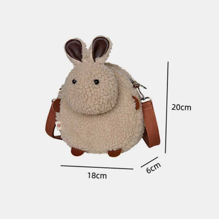 Süße Umhängetasche mit Plüschhase, flauschige Kaninchen-Schultertasche, Handtaschen