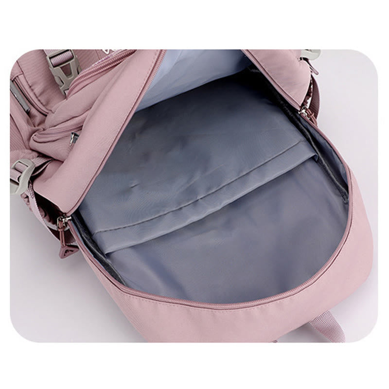 Rucksack für Damen, mehrere Taschen, großes Fassungsvermögen, Polyesterfaser, Schul-Tagesrucksack