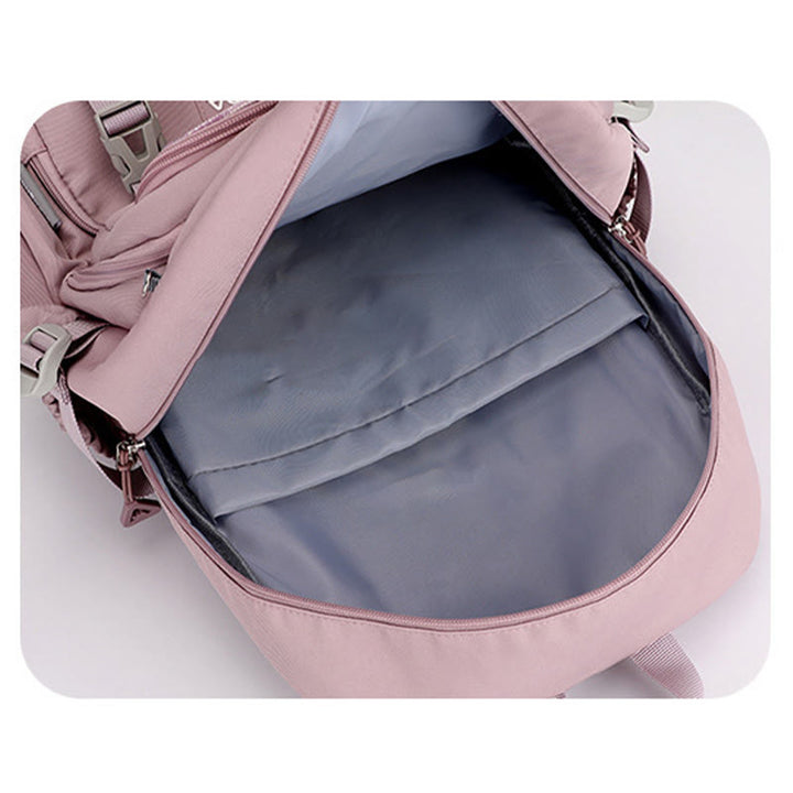 Rucksack für Damen, mehrere Taschen, großes Fassungsvermögen, Polyesterfaser, Schul-Tagesrucksack