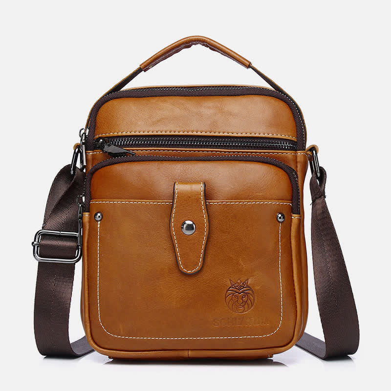 Kleine Umhängetasche aus Leder für Herren, Retro-Arbeits- und Business-Schulterhandtasche