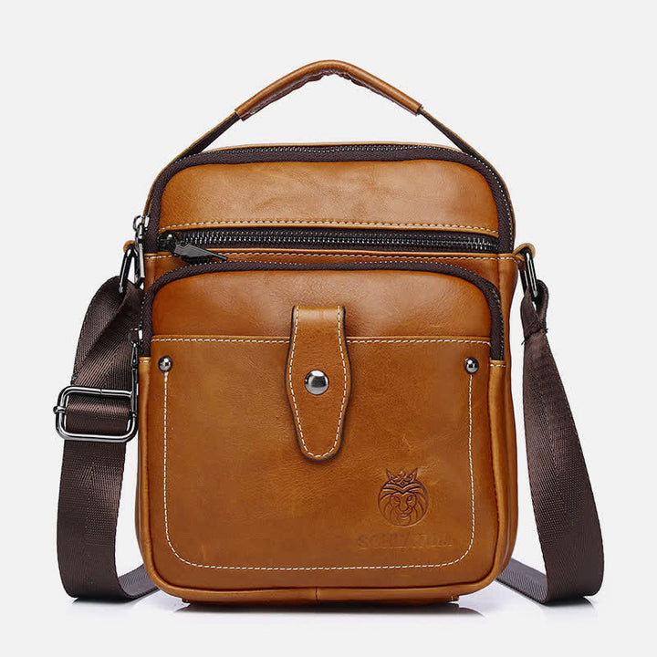 Kleine Umhängetasche aus Leder für Herren, Retro-Arbeits- und Business-Schulterhandtasche