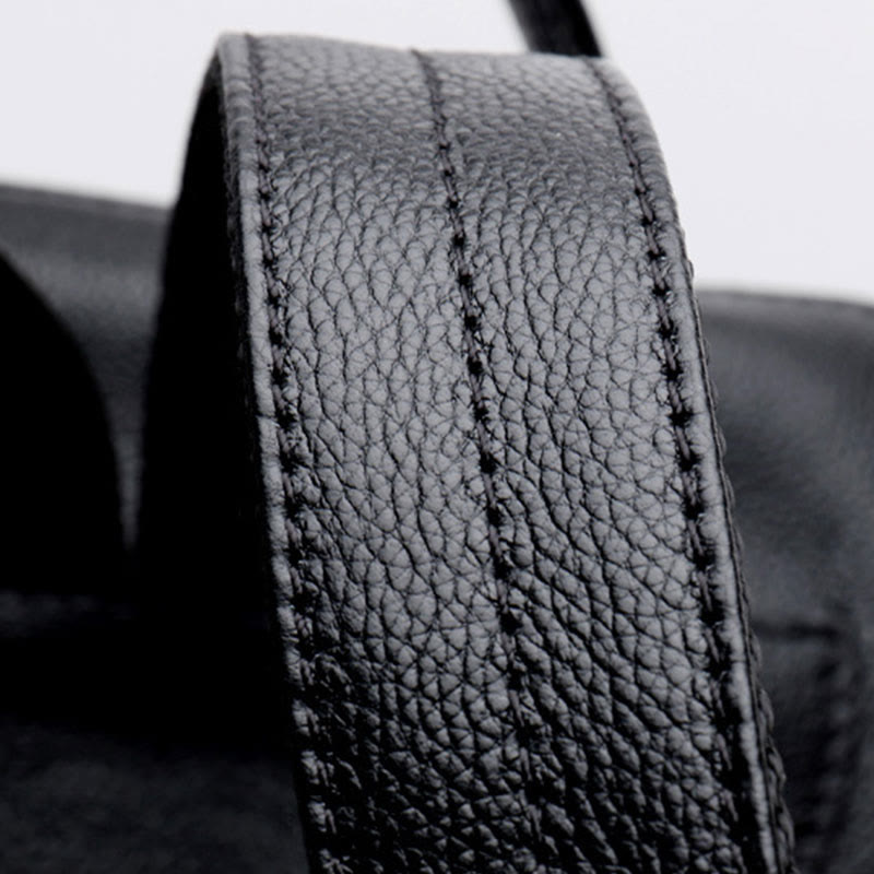 Modischer Rucksack aus echtem Leder mit doppeltem Schultergurt und geräumiger Tasche