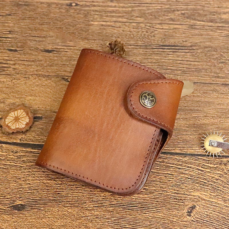 Kurze Brieftasche aus Vintage-Leder, kleine, geräumige Brieftasche mit Kartenhalter für Männer