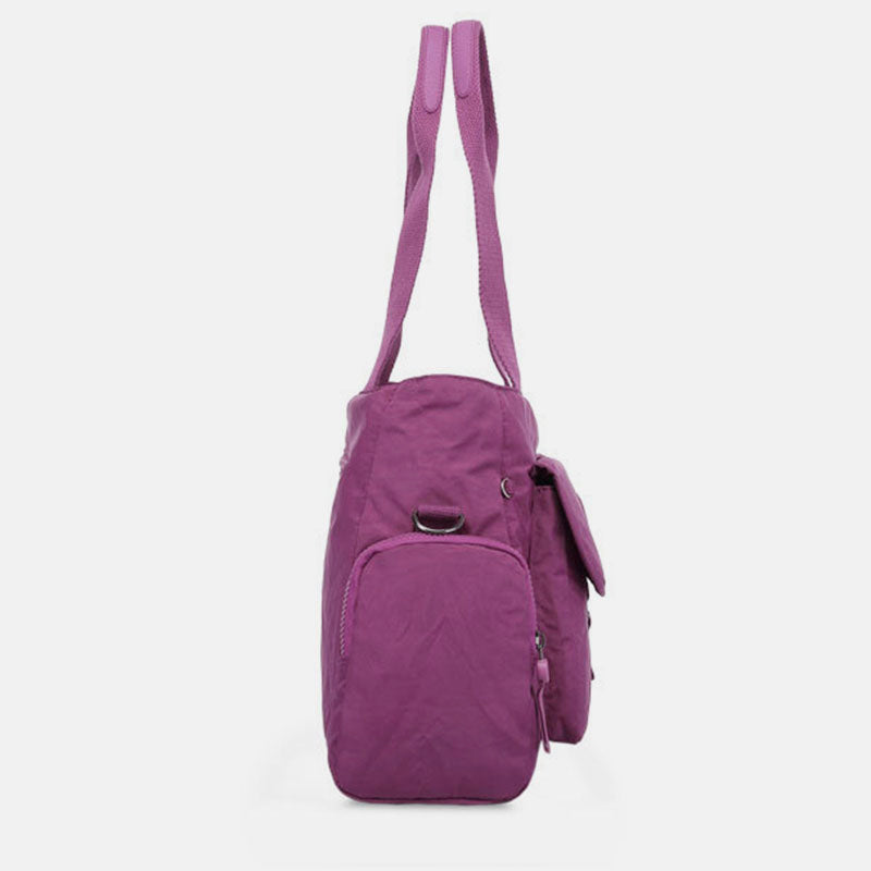 Damen Umhängetasche, leichte Schultertasche aus Nylon mit mehreren Taschen und Reißverschluss