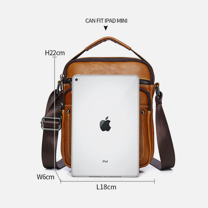 Kleine Umhängetasche aus Leder für Herren, Retro-Arbeits- und Business-Schulterhandtasche