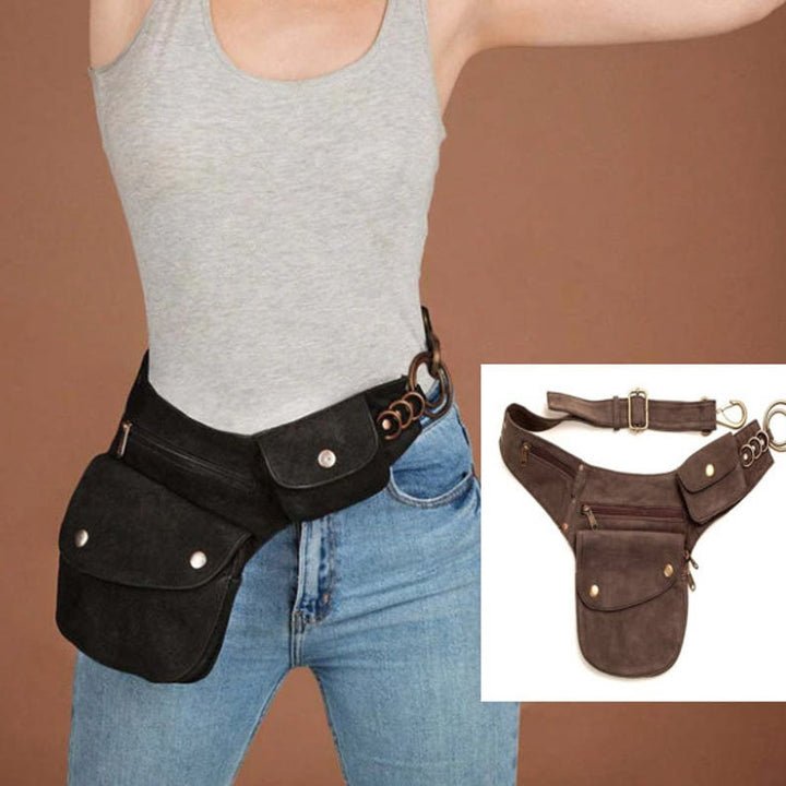 Mittelalterliche, handgefertigte, praktische Vintage-Gürteltasche aus Leder für alltägliche Partys