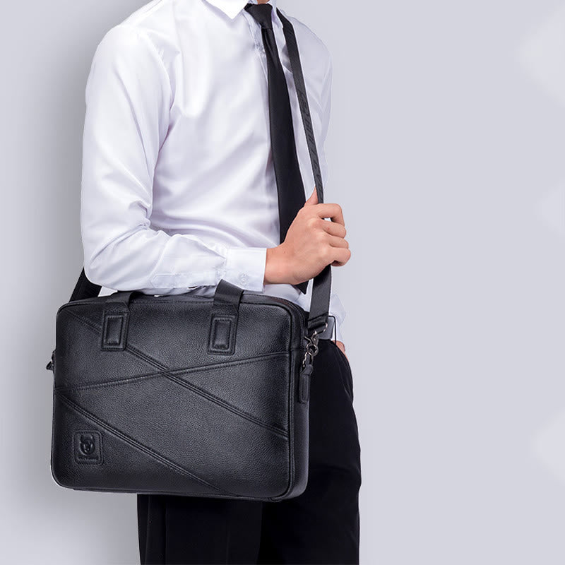Aktentasche für Herren, Business, einfarbig, Umhängetasche aus echtem Leder