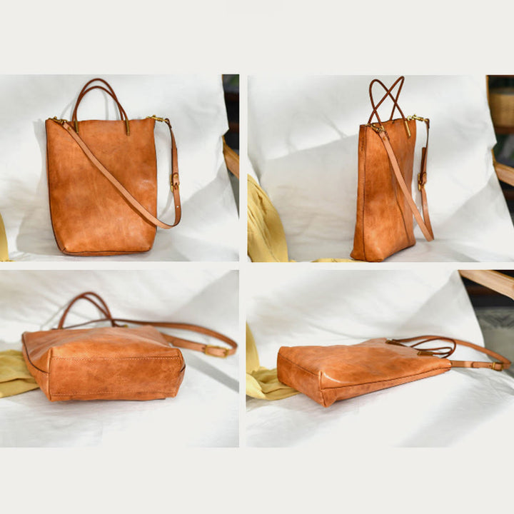 Handgemachte Umhängetasche für Frauen Retro einfache Textur Shouder Tasche