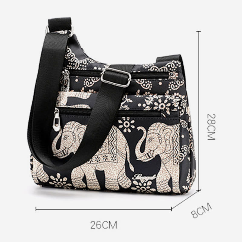 Umhängetasche für Damen aus Nylon mit Folk-Custom-Ethno-Druck