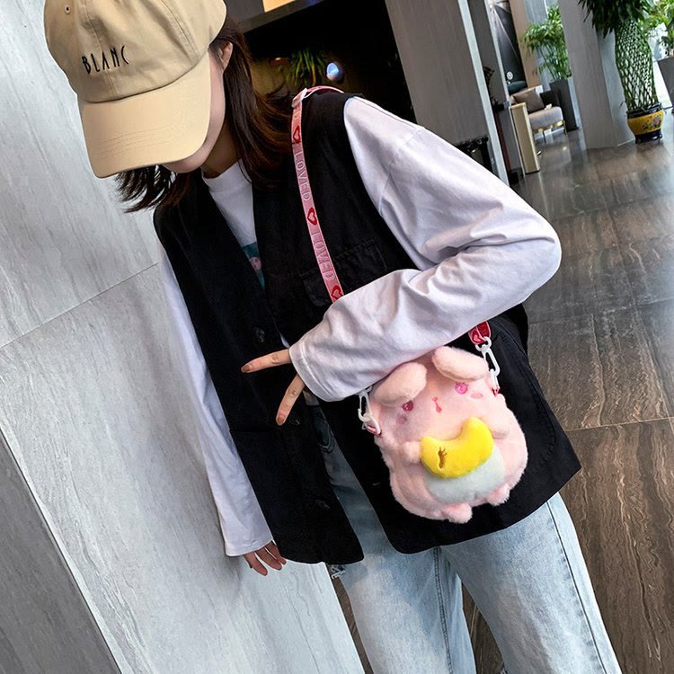 Niedlicher Cartoon-kleiner Rucksack Lolita-Kaninchen-Plüschtasche für Mädchen