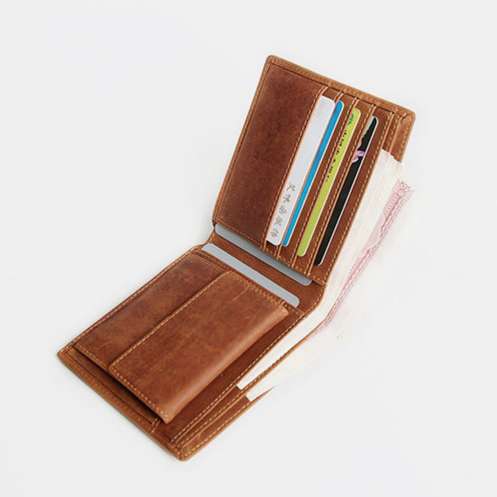 Lässige Bifold-Geldbörse aus echtem Leder im Vintage-Stil