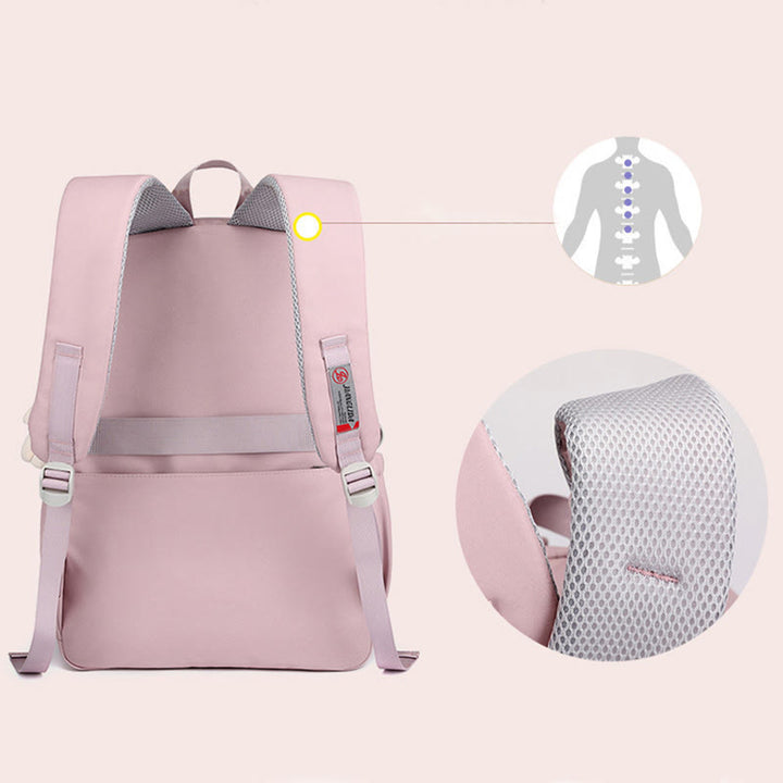 Rucksack für Damen, mehrere Taschen, großes Fassungsvermögen, Polyesterfaser, Schul-Tagesrucksack