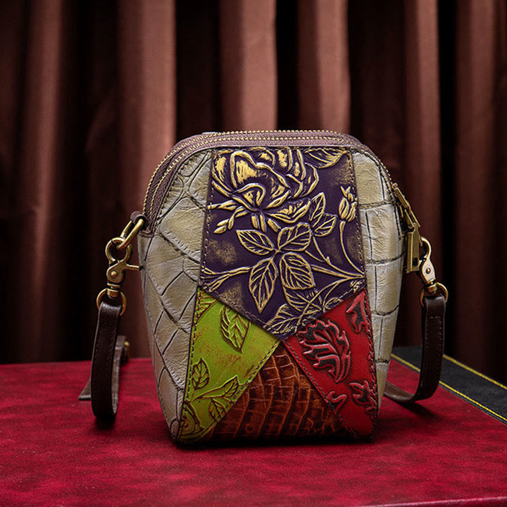 Handytasche für Damen Vintage Custom Mini Umhängetasche aus Rindsleder