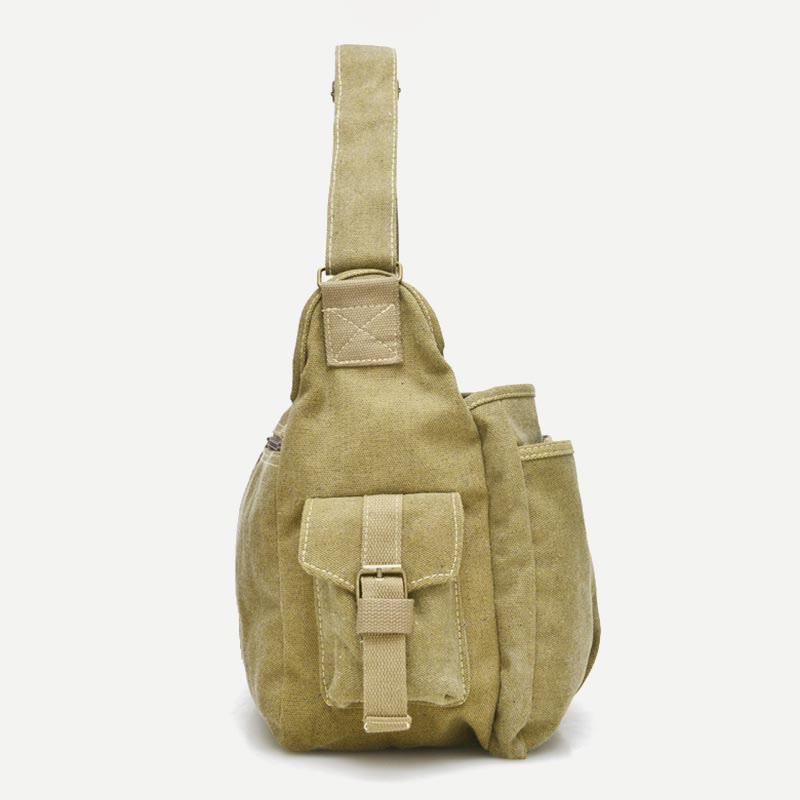 Umhängetasche für Herren, Vintage-Canvas, großes Umhängeset