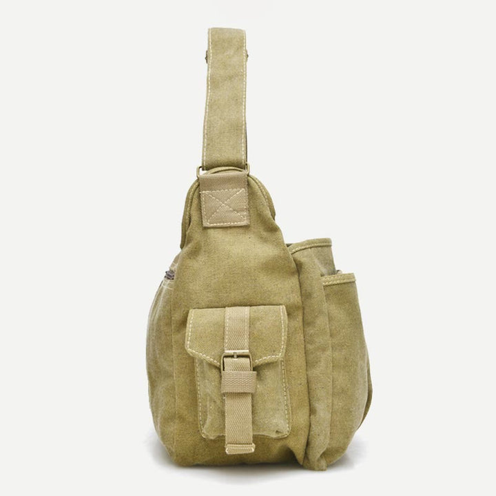 Umhängetasche für Herren, Vintage-Canvas, großes Umhängeset