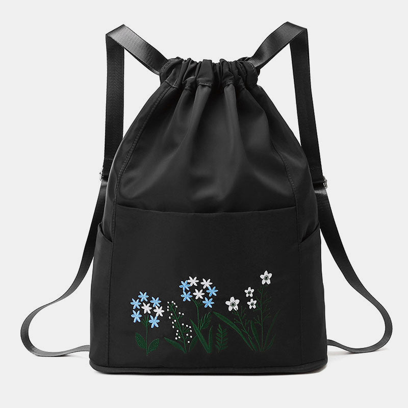 Wasserdichter, faltbarer Fitness-Reiserucksack mit großer Kapazität und Blumenstickerei 