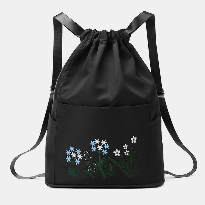 Wasserdichter, faltbarer Fitness-Reiserucksack mit großer Kapazität und Blumenstickerei 