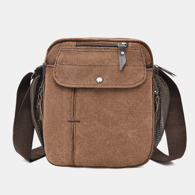 Kleine Umhängetasche für Herren mit mehreren Fächern, Reisetasche aus Canvas
