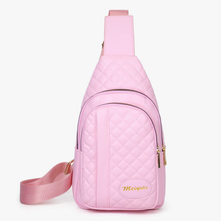 Schultertasche aus Leder für Damen, gesteppt, Umhängetasche, Sling-Rucksack, Tagesrucksack