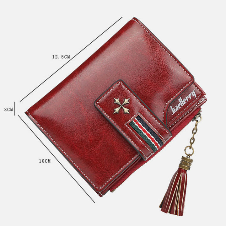 Kurze Bifold Brieftasche Retro Multi Slot Frauen Leder Geldbörse