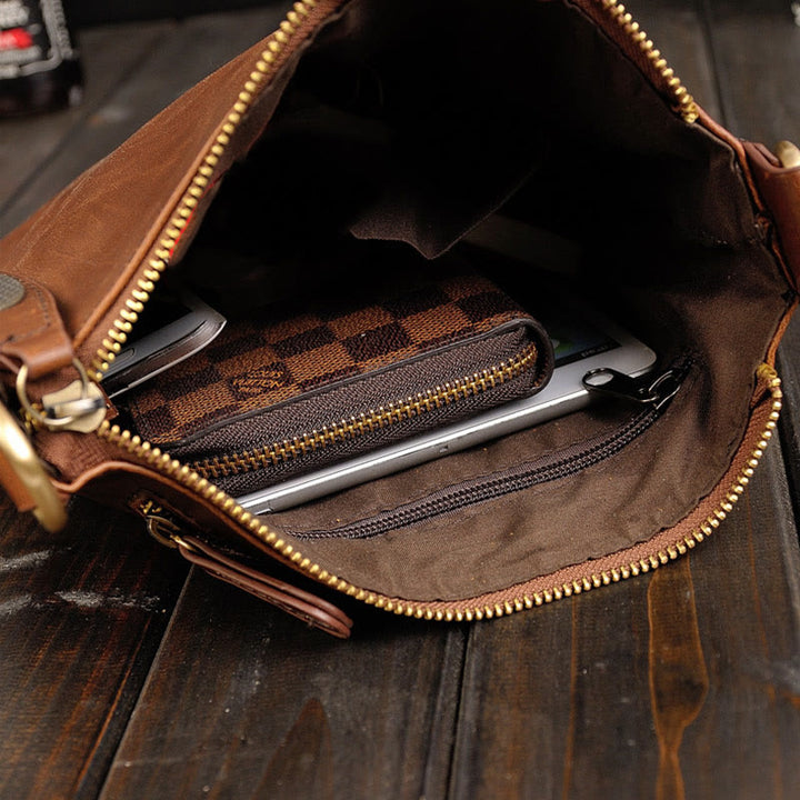 Umhängetasche für Herren, Business, einfache Umhängetasche aus Retro-Leder