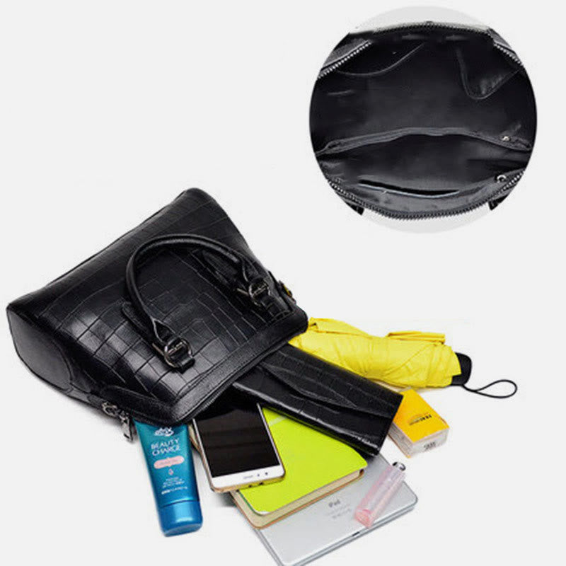 Elegante Handtasche Umhängetasche aus Leder mit Krokodilmuster in reiner Farbe