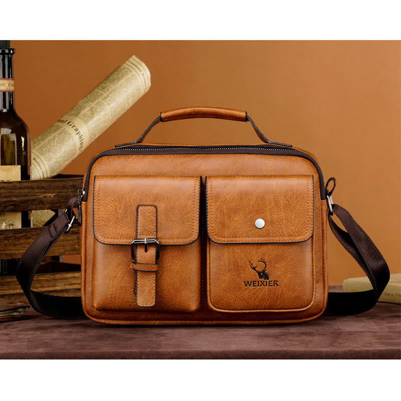 Herren Messenger Bag Wasserdichte Vintage Leder Aktentasche Satchel Umhängetasche