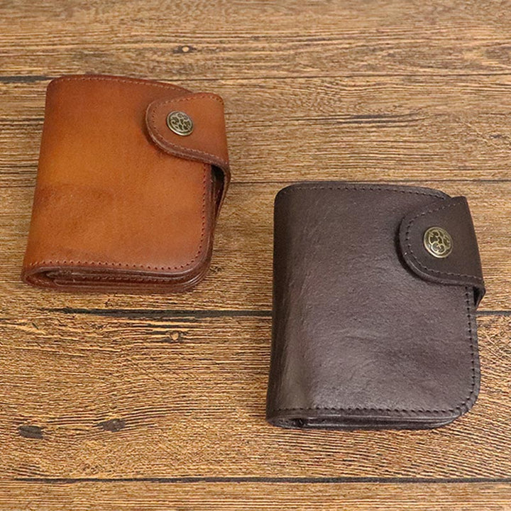 Kurze Brieftasche aus Vintage-Leder, kleine, geräumige Brieftasche mit Kartenhalter für Männer