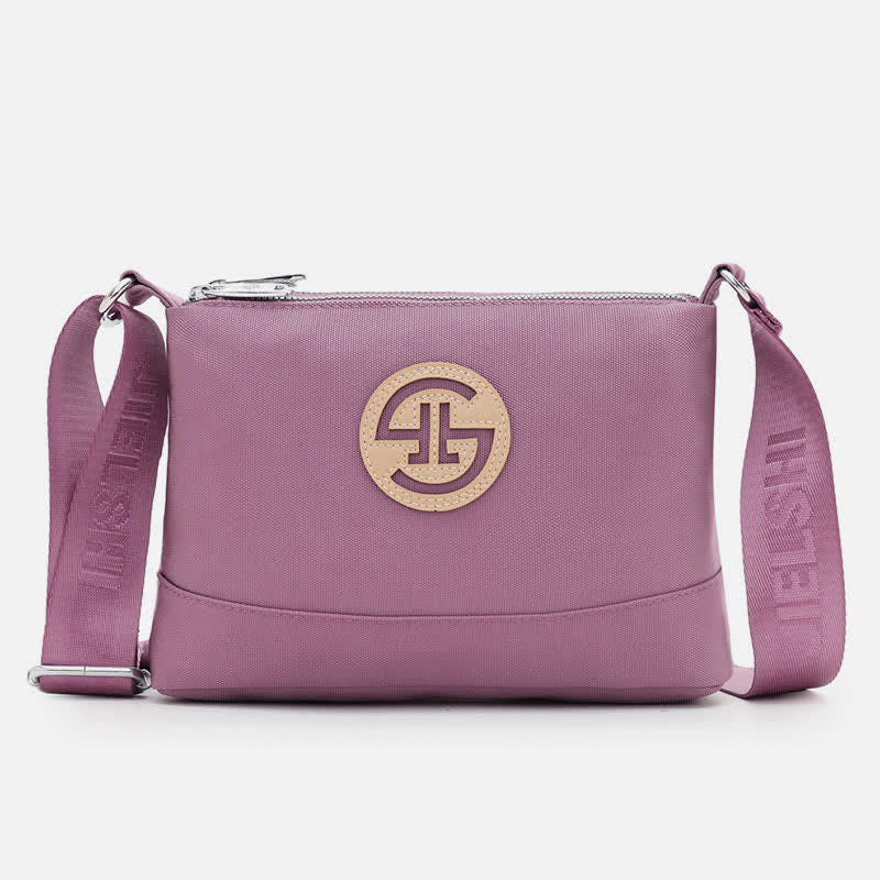 Kleine Umhängetasche mit dreifachem Reißverschluss, leichte, wasserdichte Nylon-Handtasche für Damen