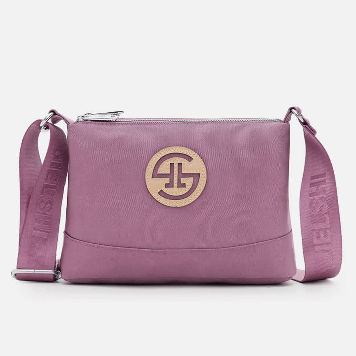Kleine Umhängetasche mit dreifachem Reißverschluss, leichte, wasserdichte Nylon-Handtasche für Damen