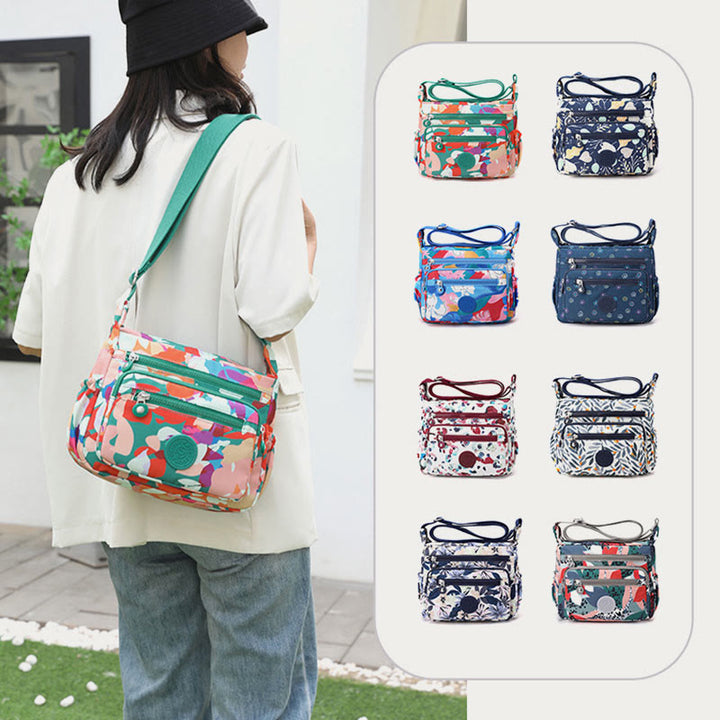 Umhängetasche aus Nylon für Damen, bedruckt, mehrfarbig, robuste Tasche