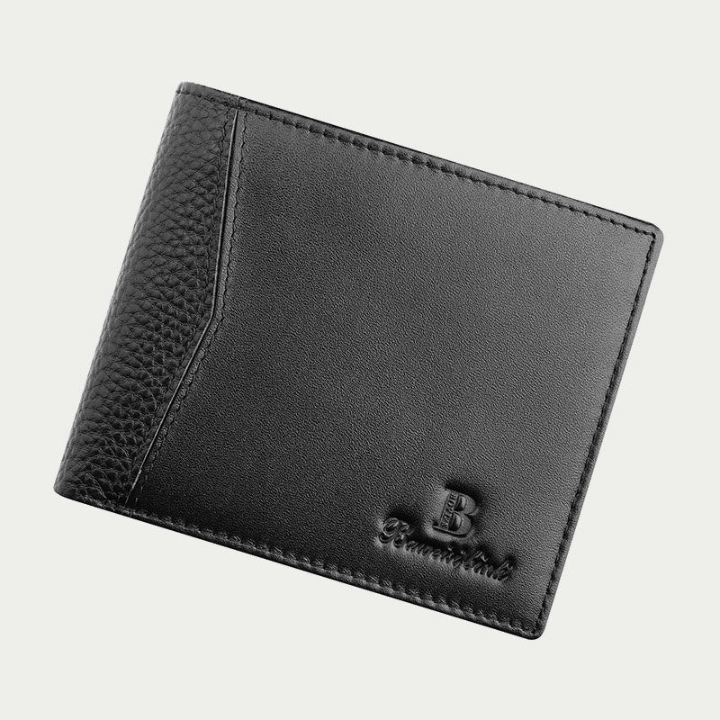 Ledergeldbörse für Männer, Diebstahlschutz, RFID, schwarze Geldbörse