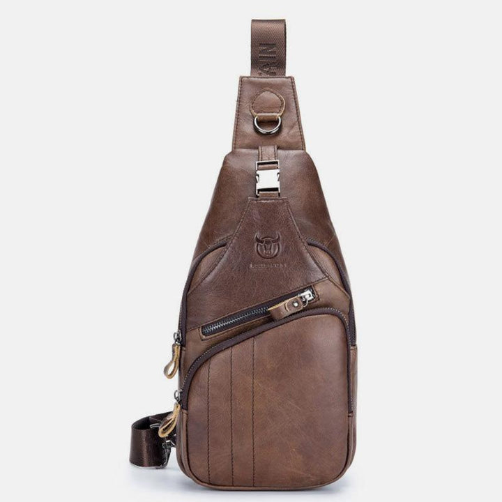 Multifunktions-Schultertasche aus echtem Leder im Vintage-Stil