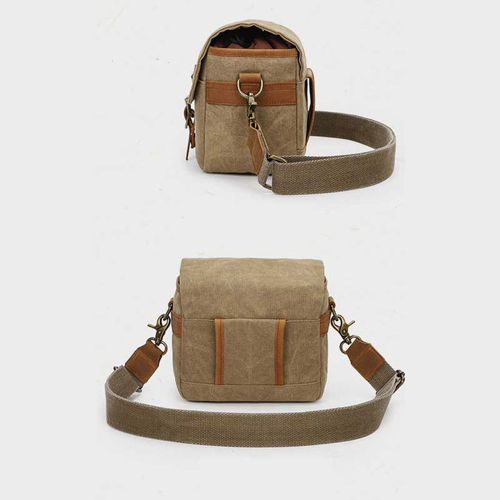 Wasserdichte Schulterkameratasche aus Canvas im Vintage-Stil