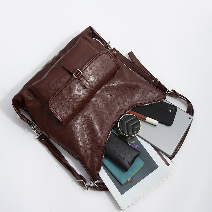 2-in-1-Leder-Tragerucksack, Umhängetasche, Retro-Reise-Tagesrucksack