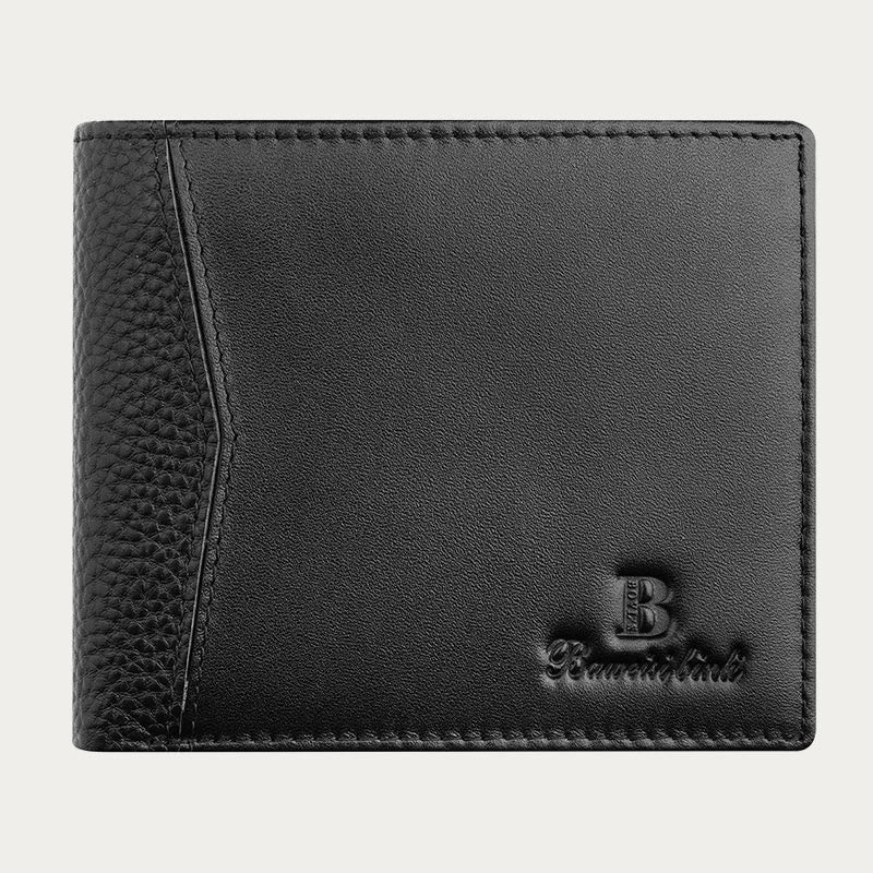Ledergeldbörse für Männer, Diebstahlschutz, RFID, schwarze Geldbörse