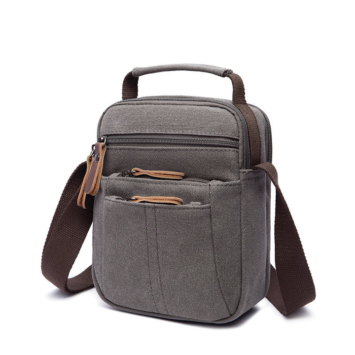 Kleine Umhängetasche aus Canvas im Vintage-Stil, mehrere Tragemöglichkeiten, lässige Schultertasche für Herren