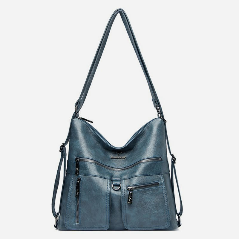 Umwandelbarer Rucksack in Volltonfarbe für Pendler - Stahlblau - image 7