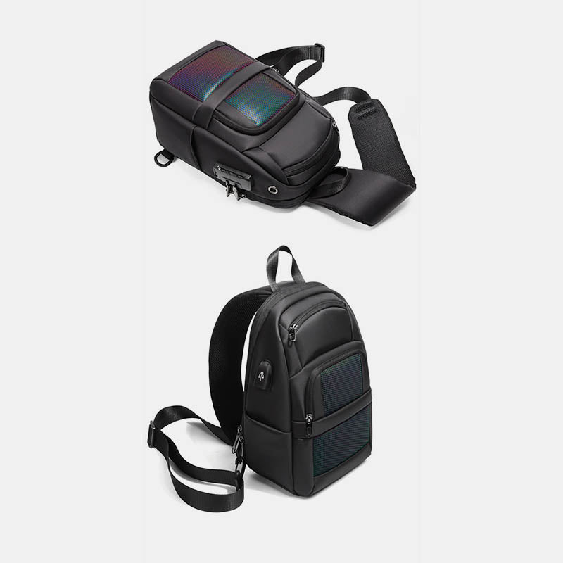 Diebstahlsichere, reflektierende Schultertasche für Herren, Ein-Schulter-Rucksack mit USB-Ladeanschluss