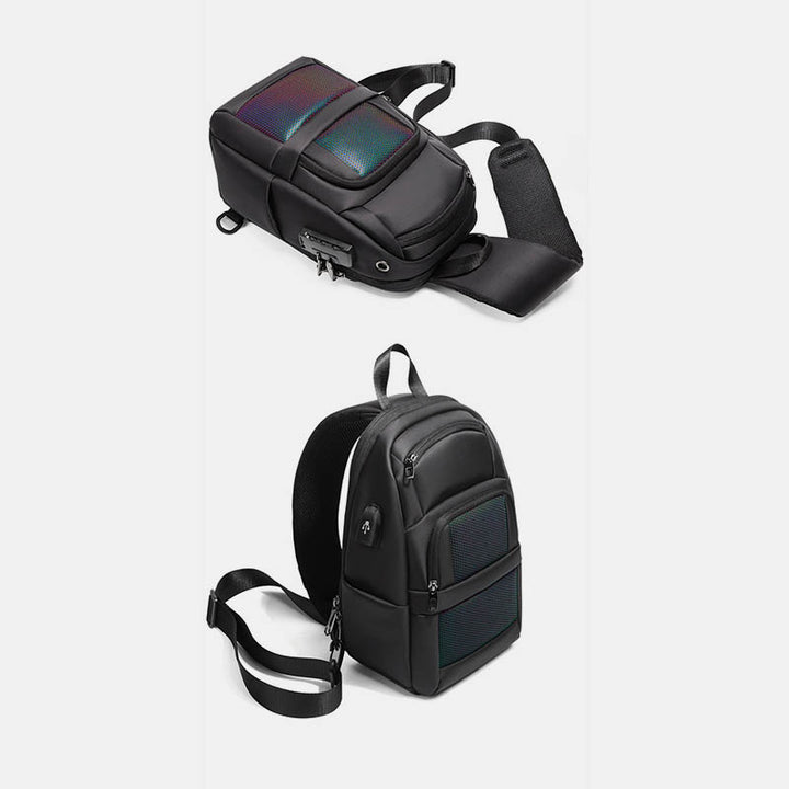 Diebstahlsichere, reflektierende Schultertasche für Herren, Ein-Schulter-Rucksack mit USB-Ladeanschluss