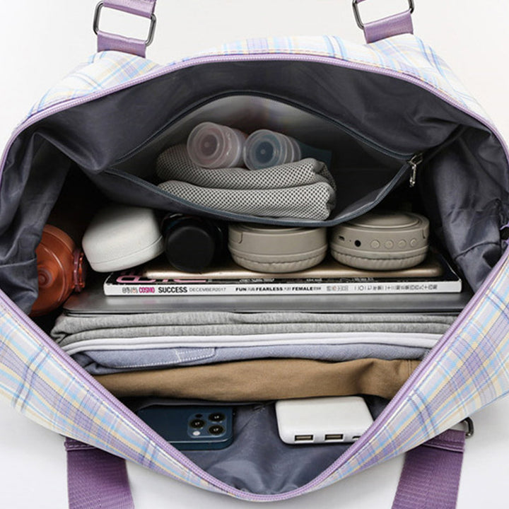 Große Kapazität, wasserdicht, kariert, lässig, Fitness-Reise-Handtasche