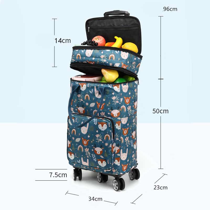 Teleskopstange Rolling Tote Bag Falten Wärme Erhaltung Einkaufswagen